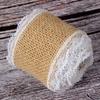 1 Rol 2M×5cm Natuurlijk Jute Linnen Lint, Rustiek Vintage Linnen Kantrand voor Bruiloftsdecoratie, Kerstfeest & Knutselbenodigdheden