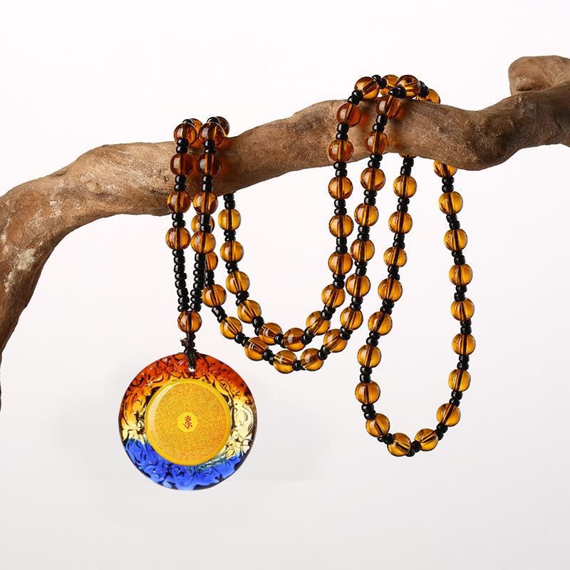 'Glazed Pendant Necklace with Shurangama and Six-Syllable Mantras'