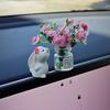 1 Set New Car Healing Doll Ornaments Cute Mini Vase And Rabbit Car Center Console Window Decoration