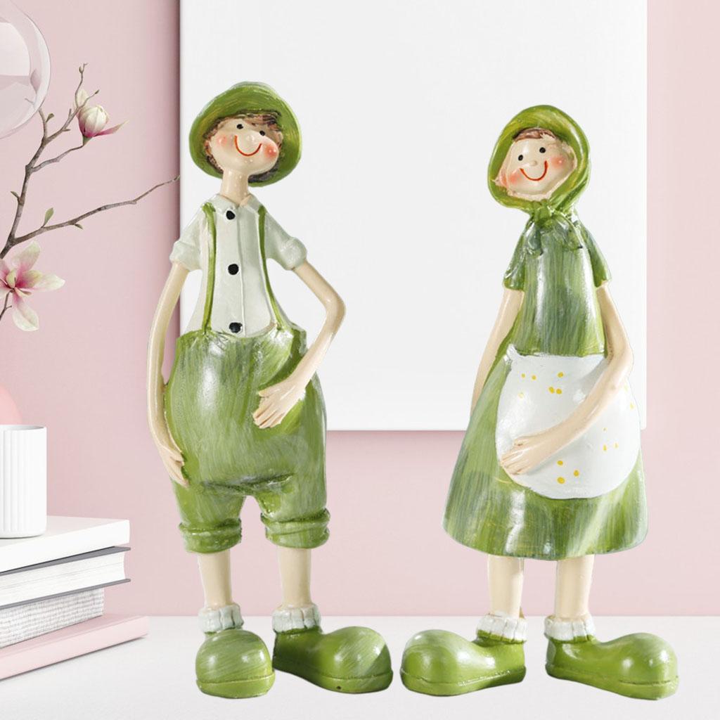 

2Pcs/Set Resin Couple Ornament Love Statue Sculpture Figurine Home Livingroom Décor Accents Sculptures Engagement Couples Gift