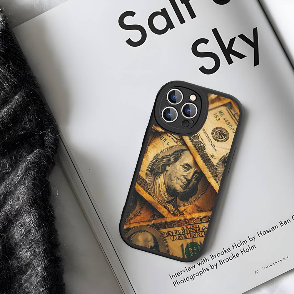 Dollar Bill Illustration Graphic Leather Phone Case For IPhone 16 14 15 Pro Plus 13 12 11 Pro Max Silicone Cover