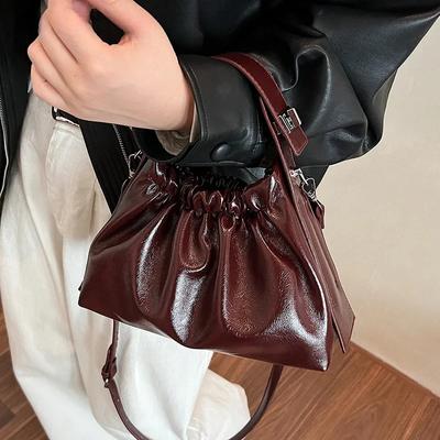 Piccole Borse a Tracolla in Pelle PU per Donna 2024 Inverno Y2K Nuova Tendenza Moda Borsa a Spalla Monocolore Borse a Mano con Manico Superiore