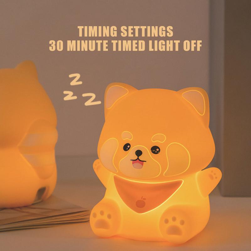 Silicone Night Light For Kids Safe Adjustable Cute Lamp With Raccoon Design Home Decor Products Novelty Lighting For Travel