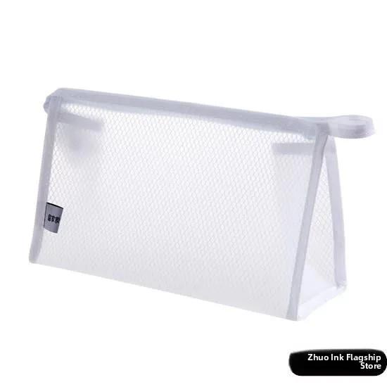 Cosmetics Storage Bag, Waterproof Toiletry Bag, Grid Transparent Handheld Makeup Bag, Travel Portable Mesh Toiletry Bag