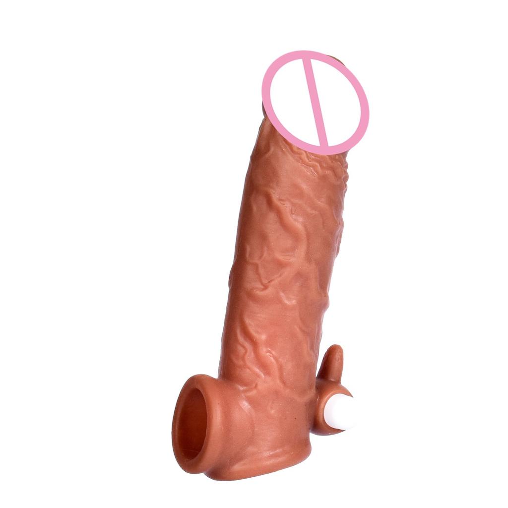 Exotic Condom Penis Ring Enlarged Lengthened Crystal Simulation Penis Set TPE Sex Toys Couple Toys Lock Essence Set