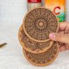8Pcs Cork Coasters with Rack Round Retro Coasters Absorbent Heat-Resistant Table Mats Insulated Dining Placemats for Table Protection