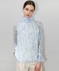 DAMAGE MNEMONIC Embroidered Flower Blue Blouse_ Stitch Flower Blue Bl