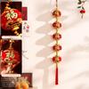 Chinese Style New Year Lantern String Fu Character Handmade Red Ball Lantern String with Tassels Traditional