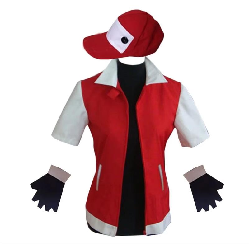 Anime-Ash Ketchum Trainer Männer Frauen Rot Cosplay Kostüm Halloween XXL&Women red