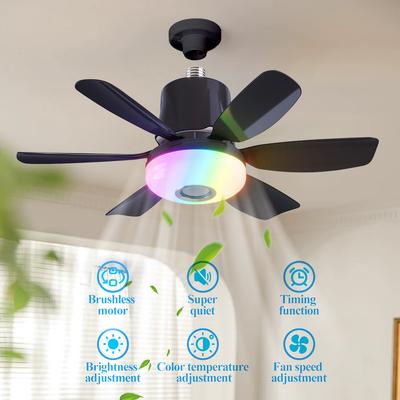 Stopcontact Ventilatorlamp met Afstandsbediening Moderne Stille Plafondventilator Instelbare Windsnelheid Draadloze Elektrische Ventilator Slimme RGB LED Dimbare Ventilator