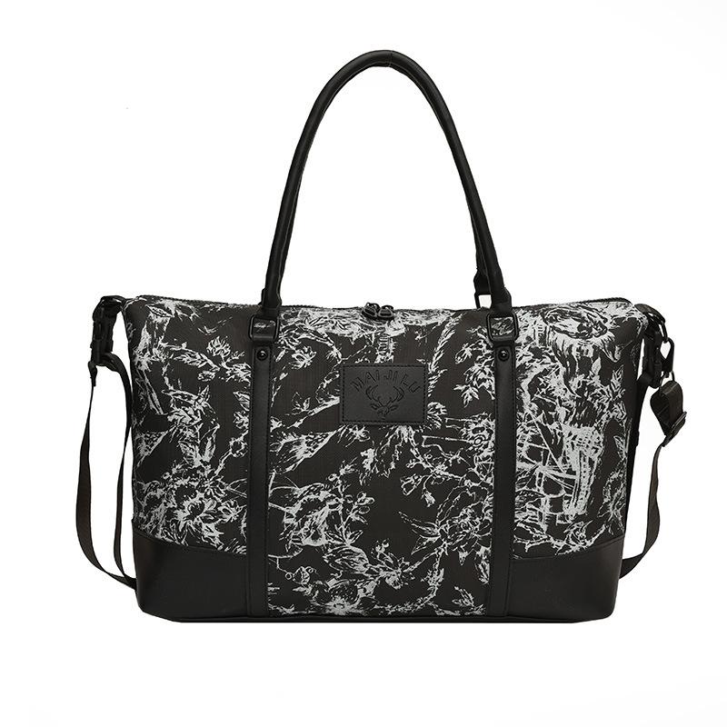 Women's Fashionable and Atmospheric Pattern Contrasting Color Handheld Travel Bag Large Capacity Lever Storage Bag