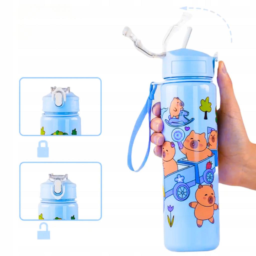 Capybara Water Bottle With Straw For Children To School 690 Ml