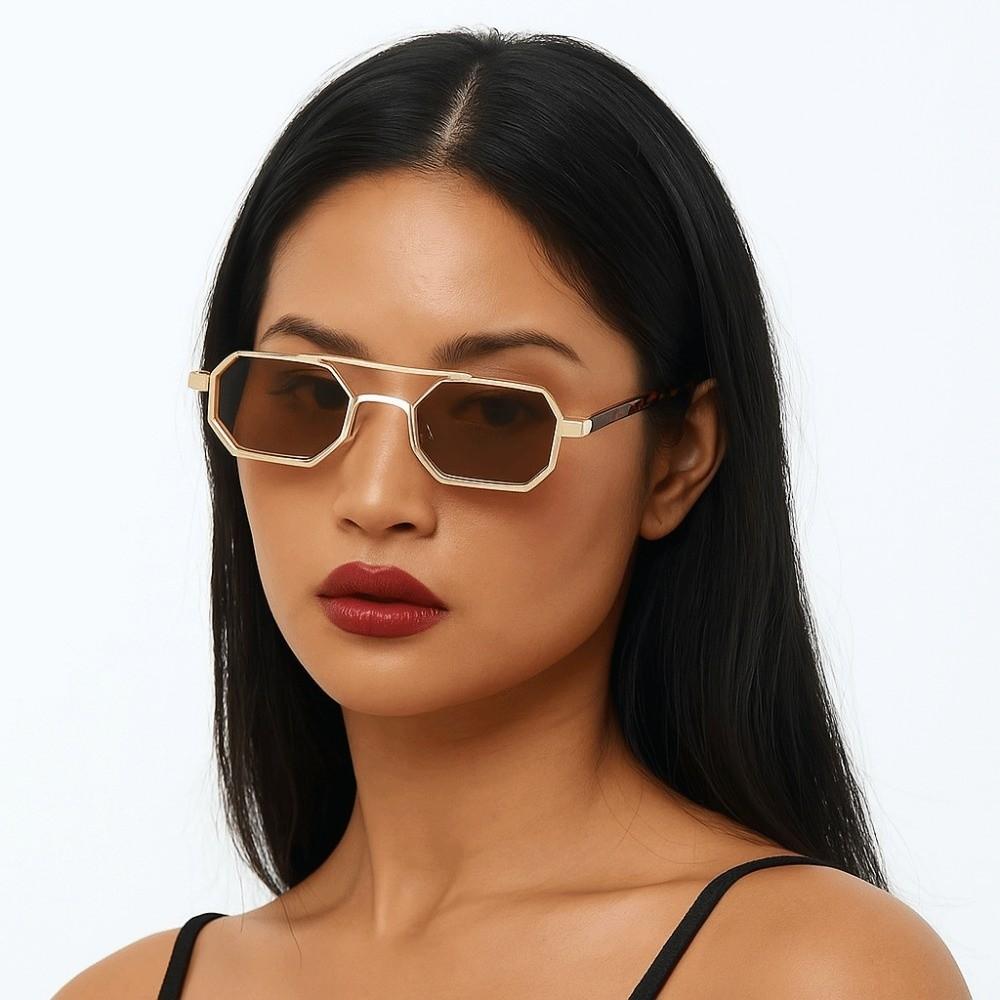 Large Frame Double Beam Sun Glasses UV400 Multicolor Eyewear Polygon Sunglasses  Unisex