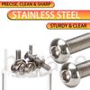 880pcs-stainless steel round cup hex bolt, nut, and washer set - M2-M5 sizes, includes hex wrench, suitable for DIY and repair.