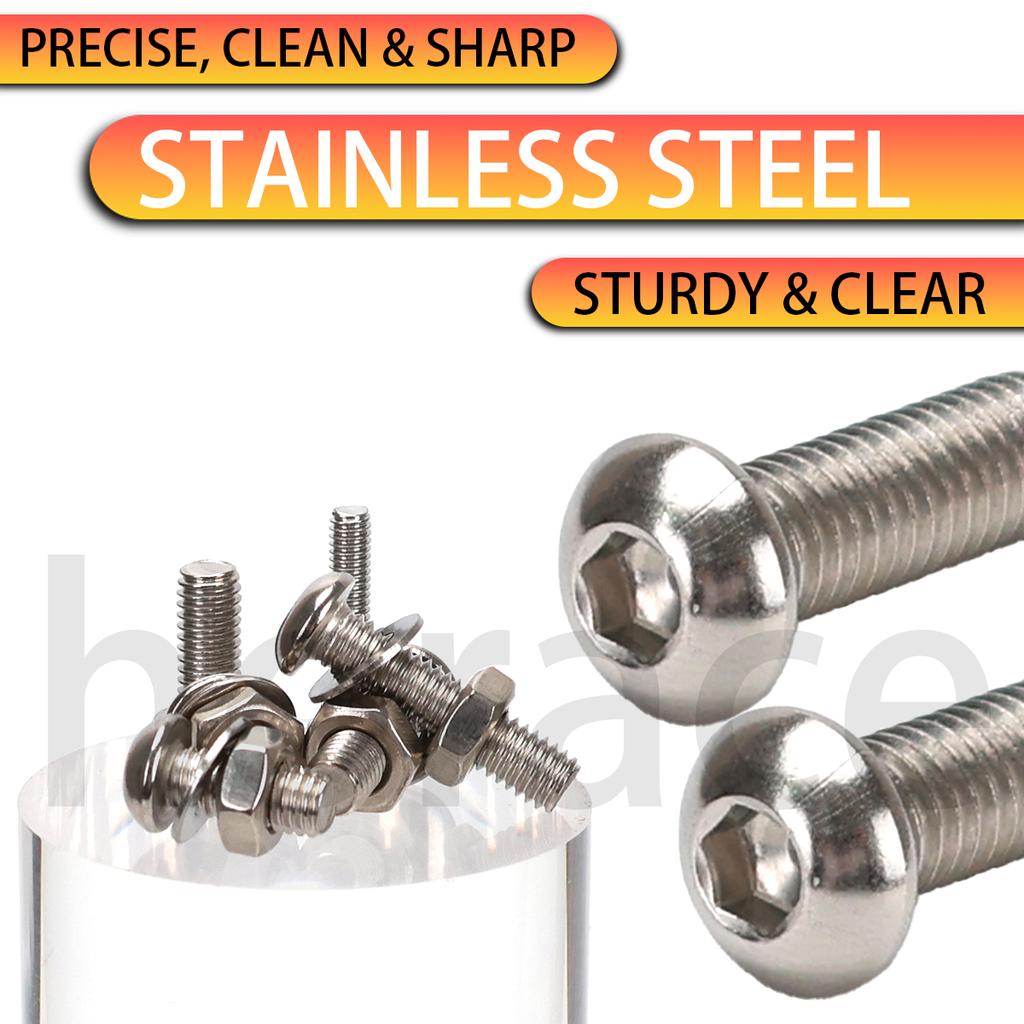 880pcs-stainless steel round cup hex bolt, nut, and washer set - M2-M5 sizes, includes hex wrench, suitable for DIY and repair.