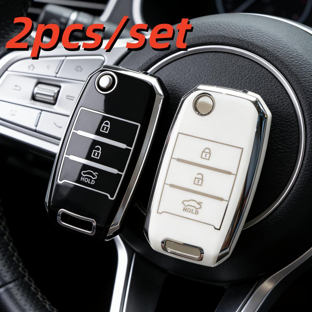 

2pcs Car Key Case Covers For KIA Rio 3 K2 Ceed Cerato K3 K5 Sorento Sportage Soul K4 Picanto Optima Forte Stinger черный белый