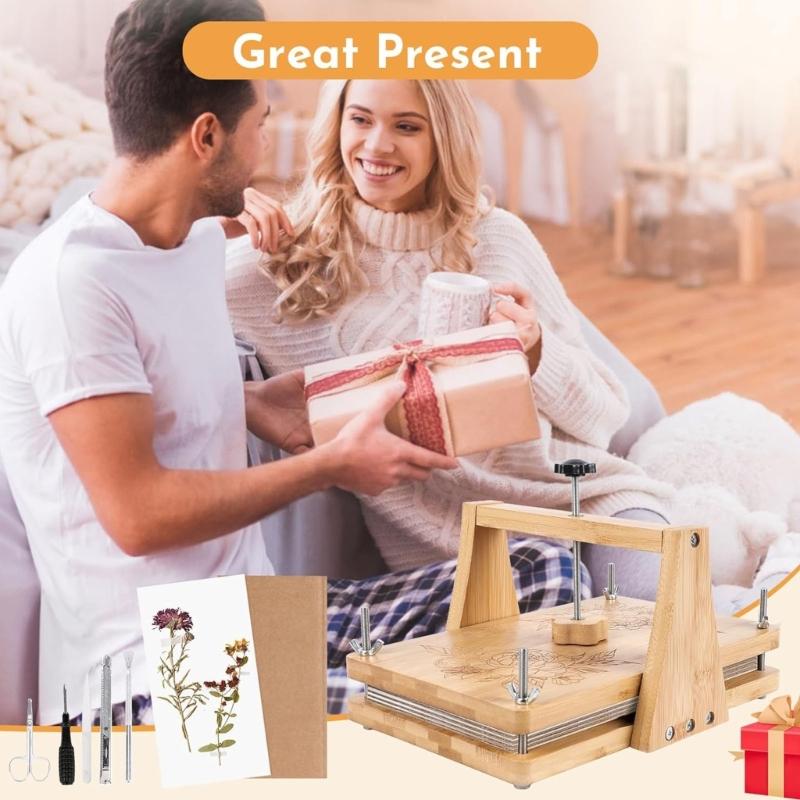 Bærekraftig avtakbart blomsterpresse-sett i tre Effektiv tørkeplate for planter for hjemmehåndverk og skoleaktiviteter