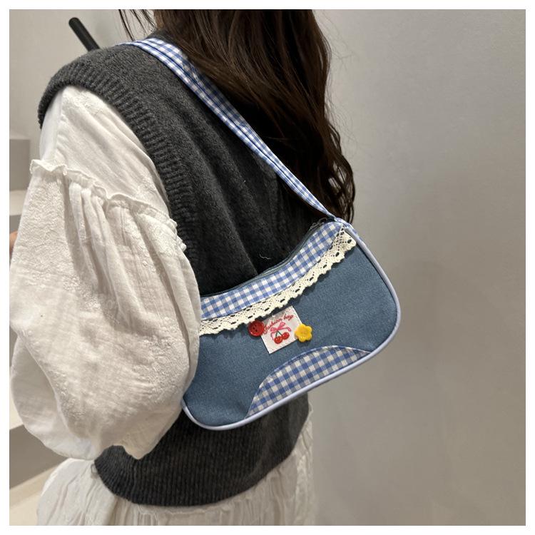 Korean Style Plaid Shoulder Bag - Cute, Fashionable, Versatile Underarm Bag for Women