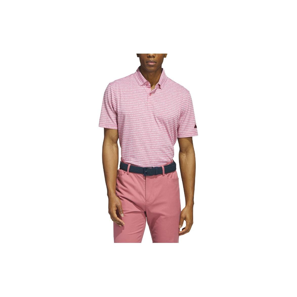

Adidas Go-To Striped Golf Polo Shirt Men Tops Rock-Pink HR7973 M