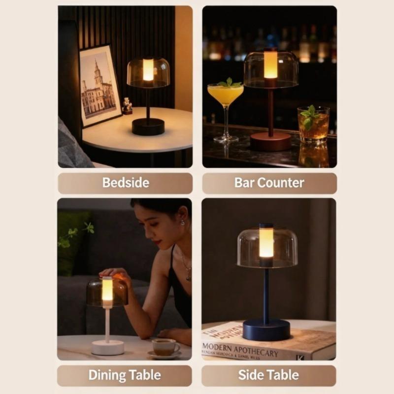 Cordless Retro Table Lamp Dimmable Touch Sensor LED Reading Lamp Wireless Lighting USB Rechargeable Metal Night Light