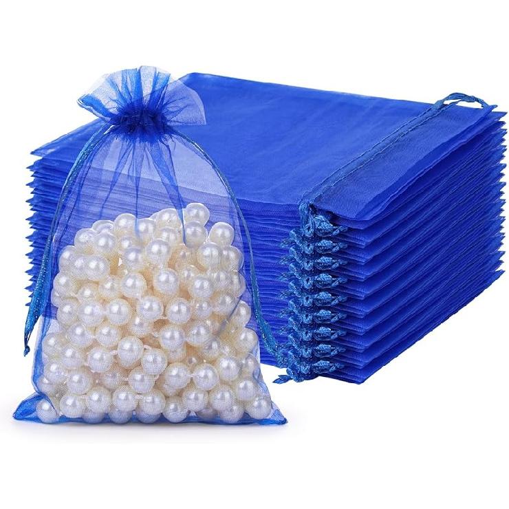 Hopttreely 100PCS Premium Sheer Organza Bags, White Wedding Favor Bags, 4x4.72 Jewelry Gift Bags for Party, Jewelry, Christmas, Festival, Bathroom