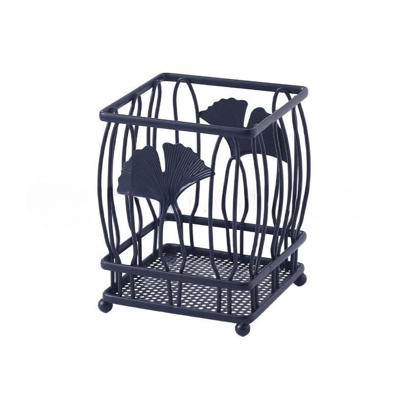 

New Multifunctional Storage Cylinder-Iron Art Apricot Leaf Design Pen Holder & Kitchen Knife, Fork, Spoon, and Chopstick Drainer