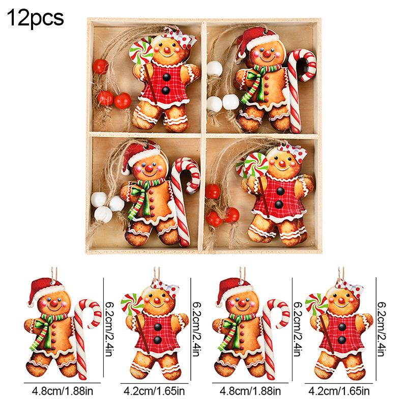 Christmas Wooden Pendants Gingerbread Man Gnomes Xmas Tree Hanging Oranment 2025 Noel Navidad Decorations for Home New Year Gift