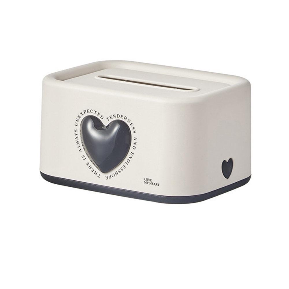 Large Capacity Desktop Tissue Box Waterproof Love-heart Design Tissue Paper Holder Automatic Lifting with Spring белый