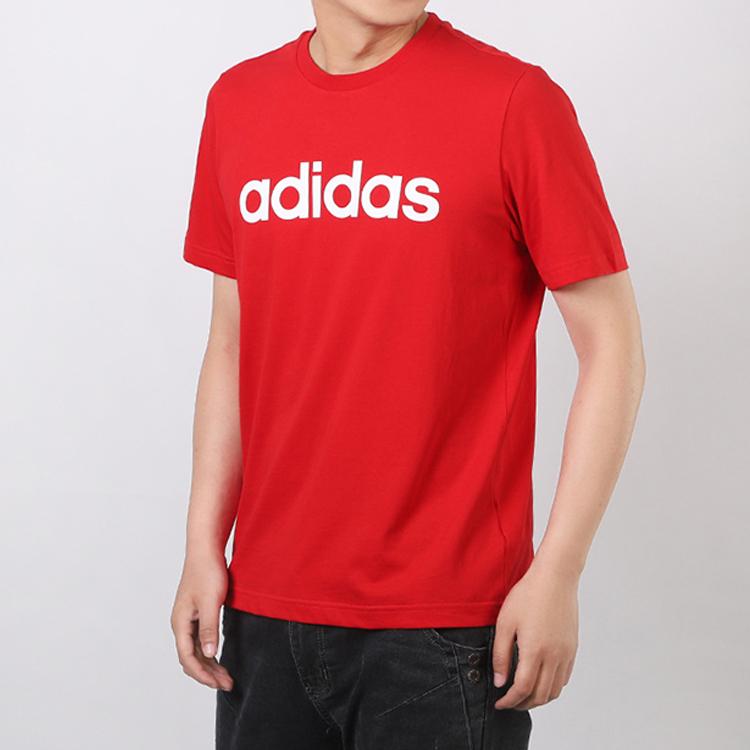 Adidas Neo Letter Logo Straight T-Shirt Men Tops Red GJ8943