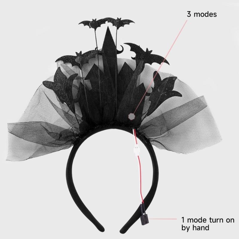 Light Up Haunted Castles Hairband Festival Hair Accessory For Night Event Halloween Costume Headwear for Children Adult