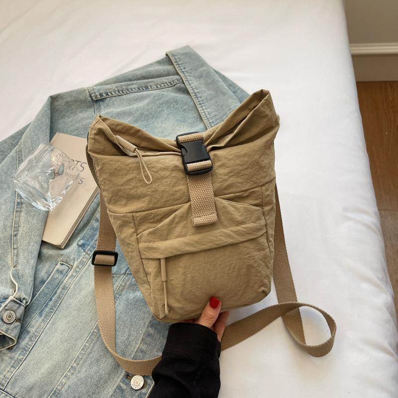 Canvas bag women's summer fashion versatile shoulder messenger bag is now popular bucket bag