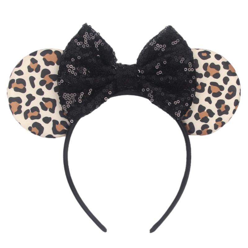 Trip Mickey Ears Headband For Girls Women Sequin Castle 5"Bow Hairband Festival Party Cosplay DIY Hair Accessories
