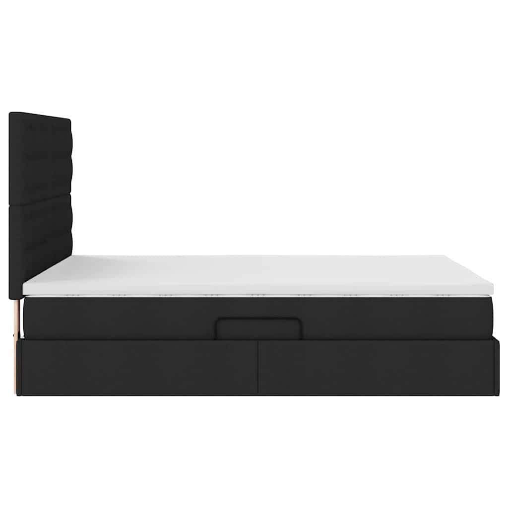 Storage Bed with Mattress Black 140 x 190 cm Fabric