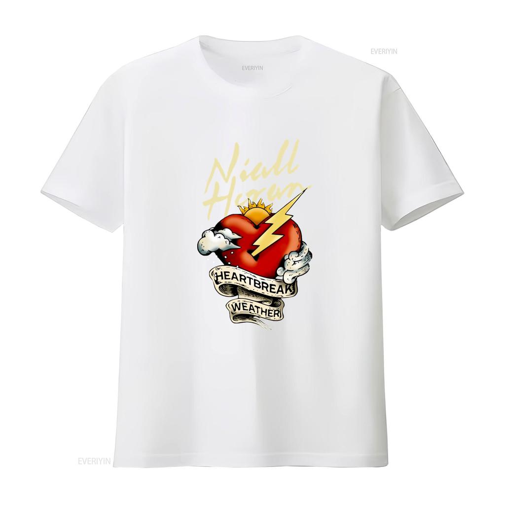 Niall Horan Heartbreak Weather Album T Shirt Men O Neck Black Print Hot Sale vintage Washed streetwear Casual Slightly