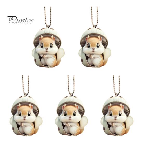 

Милая белка, подвеска для зеркала заднего вида, украшение для автомобиля, акриловое украшение с цепочкой из бисера, легкий подвесной аксессуар для салона автомобиля для заднего вида автомобиля 5pcs
