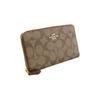 Coach Zip Around 17 Classic Monogram Coated Canvas Coin Purse ID Card Holder Wallet Women wallet Khaki 88913-IME74