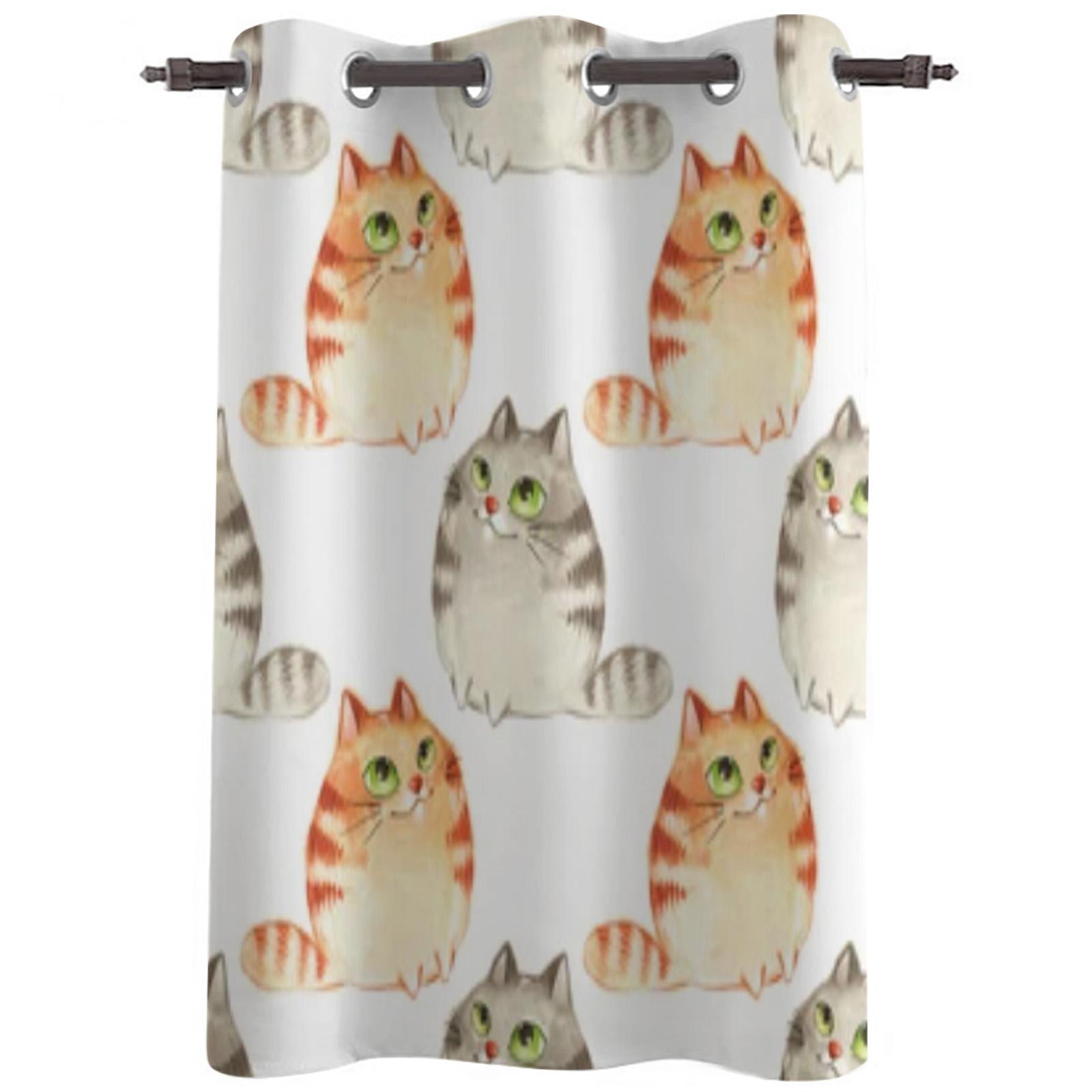 Акварельные Мультяшные Коты Оконная Занавеска Для Детской Комнаты Домашние Жалюзи Шторы — фото 2
