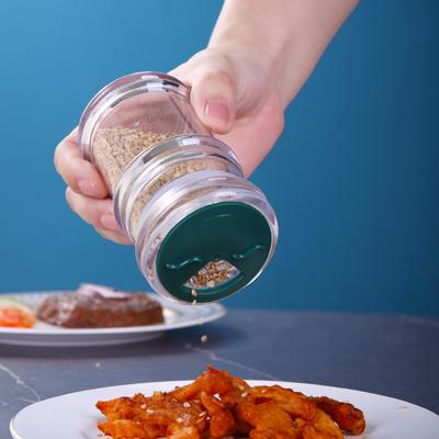 Clear Plastic Spice Jar Kitchen Seasoning Bottle Rotating Porous Salt Tank Pepper Barbecue Shaker Bottle Condiment Storage Tools