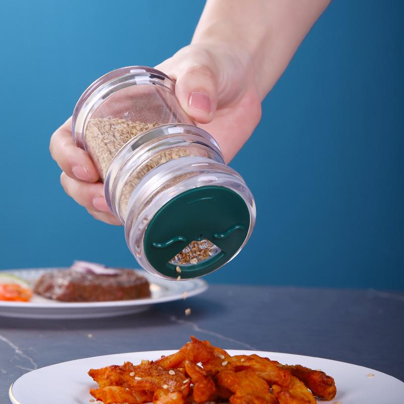 Klare Kunststoff Gewürz Glas Küche Würze Flasche Rotierenden Porösen Salz Tank Pfeffer Grill Shaker Flasche Würze Lagerung Werkzeuge
