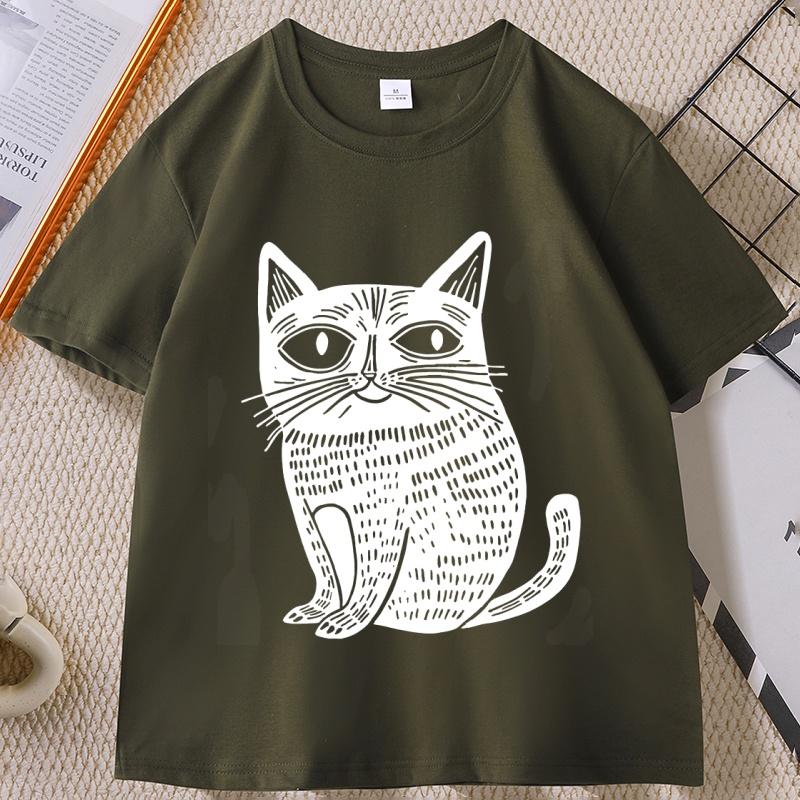 Funny Unique Cat Graphic TShirt Unisex Women Weird Cats T Shirt Vintage Round Neck Cool Streetwear Soft Breathable Tshirt Clothes