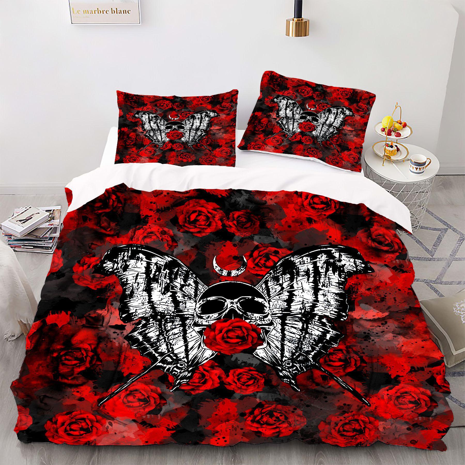 

New Halloween Bedding Set Pumpkin Bat Duvet Cover Set With Pillowcases 2/3pcs Halloween Horror Quilt cover Single Double Large 135x200cm-2pcs