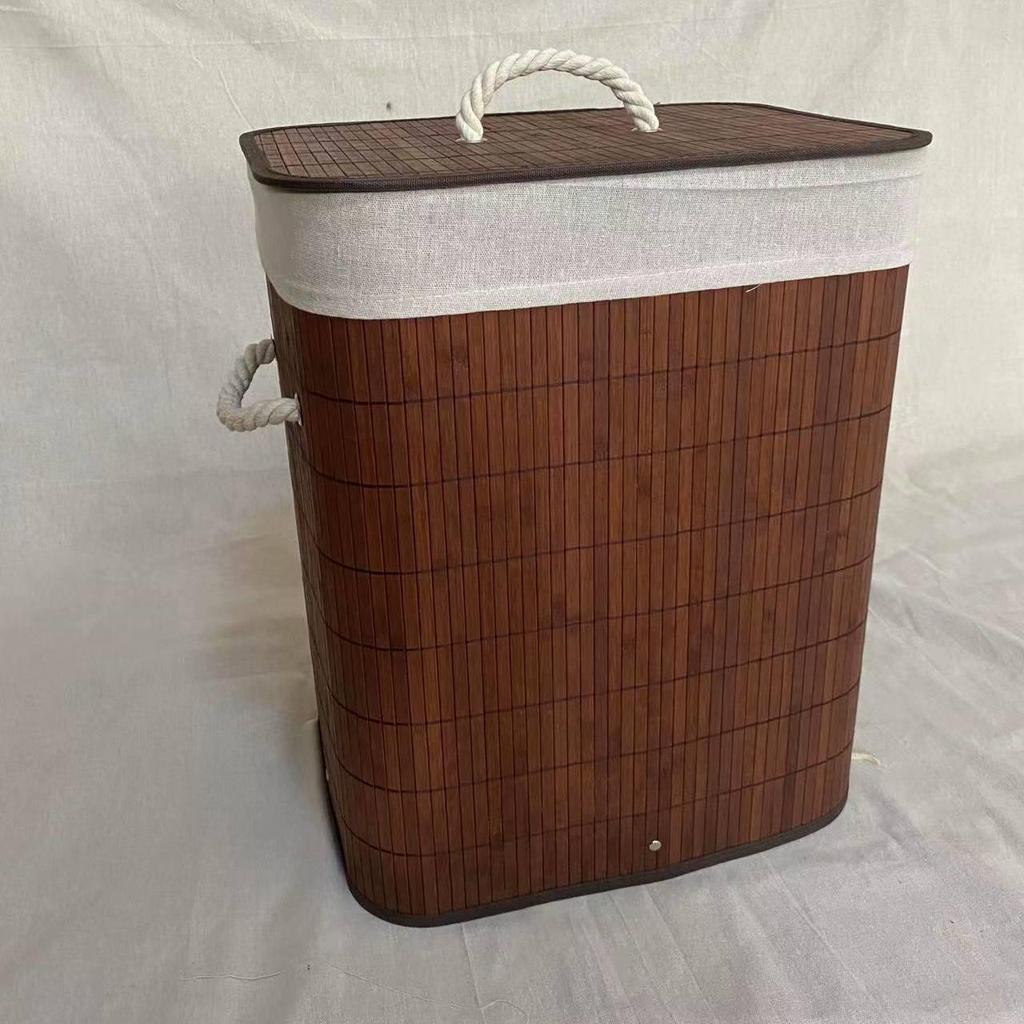 Foldable Dustproof Bamboo Laundry Basket