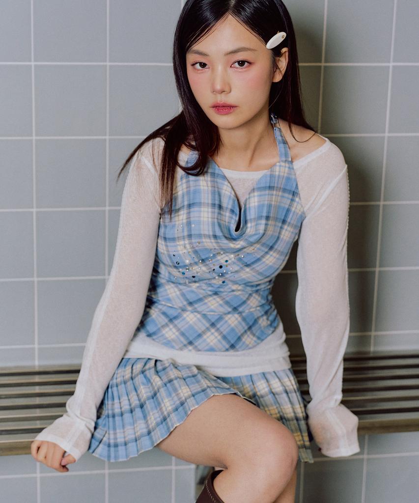 Zero Planet Ivy Check Skirt Pants [Blue]