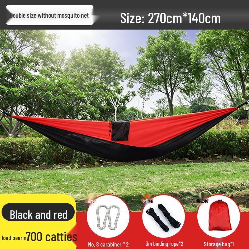 Outdoor Anti-Rollover Hanging Chair Hammock - Single/Double, Color-block Nylon, Parachute Cloth, Lightweight Swing.