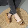 Woven Rattan Slippers With Soft Linen Lining, Casual Open Toe Slip On Shoes, Comfortable Indoor Home Slides