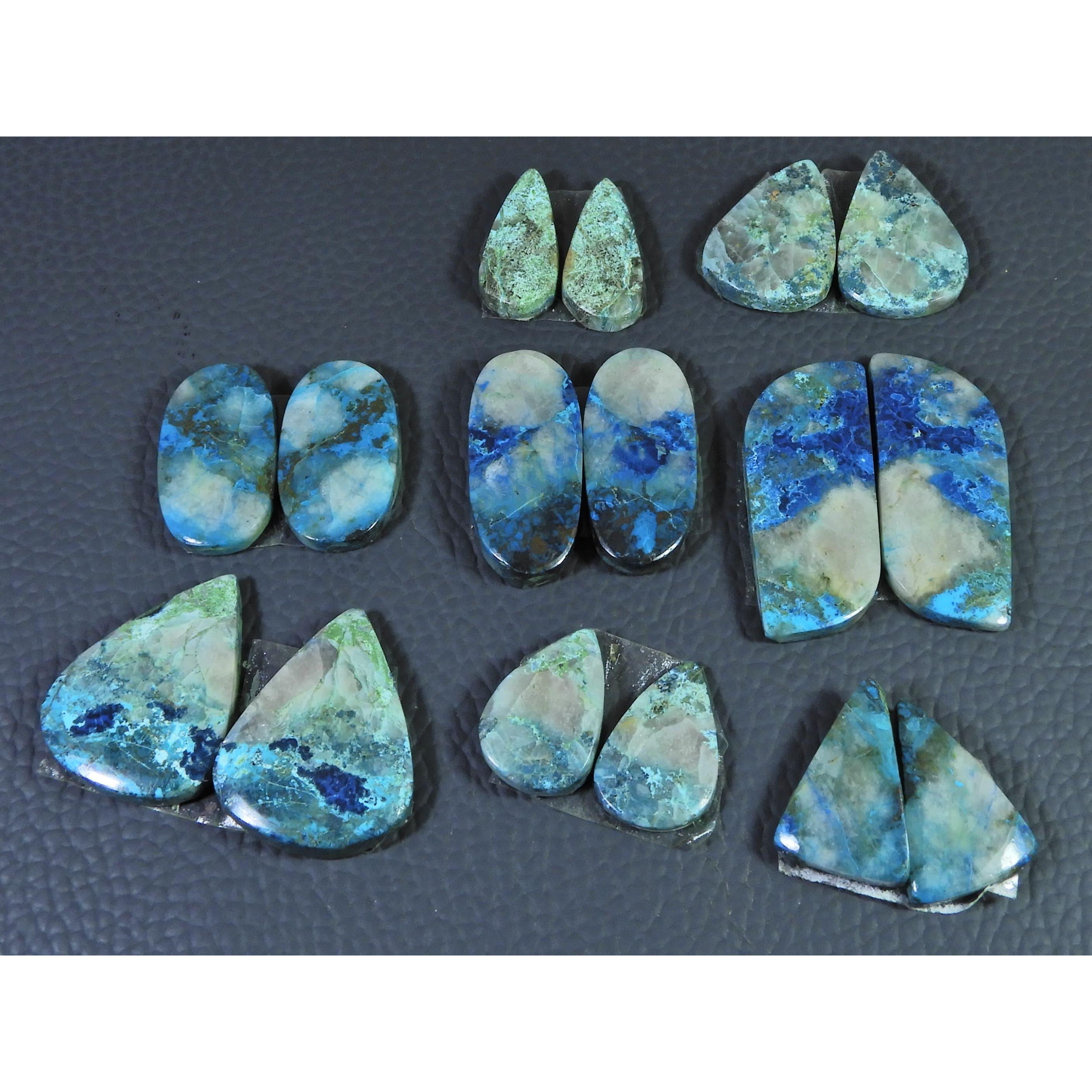 186Cts. Natural Shattuckite Matched Pair Mix Cabochon Gemstone 8Pair Lot C-1445