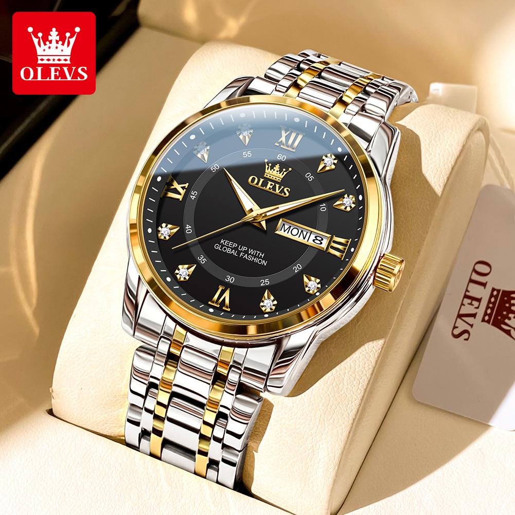 OLEVS Upgrade Perfume Quartz Men's Watches Fashion Waterproof Dual Calendar Luminous Luxury Brand Original Man Wristwatch 5513X