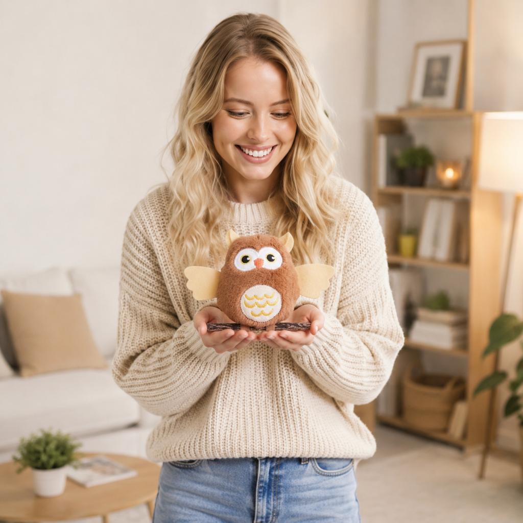 Interactive Plush Owl Cat Toy with Built-in Catnip for Chewing and Scratching Durable Soft Pet Entertainment Toy for Cats