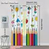 Set Of 2 Spring Summer Curtains Colorful Drawing Pencils Doodle Sheer Polyester Easy Install Decorations Curtain With