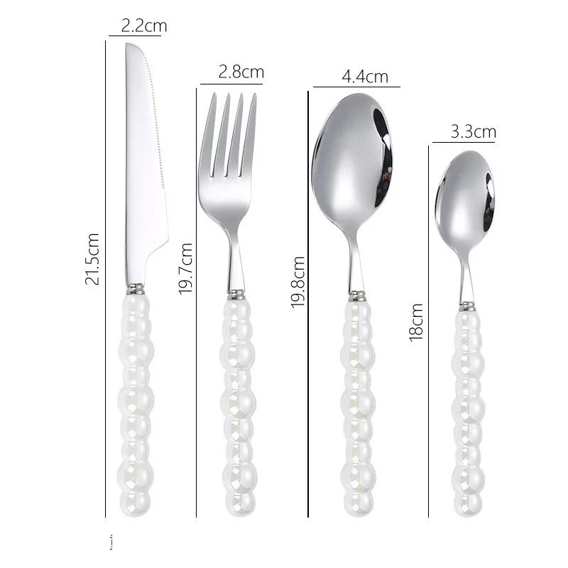 4Pcs Light Luxury Pearl Handle Cutlery Set Creativity Stainless Steel Knife Fork Spoon Western Steak Premium Tableware Gifts
